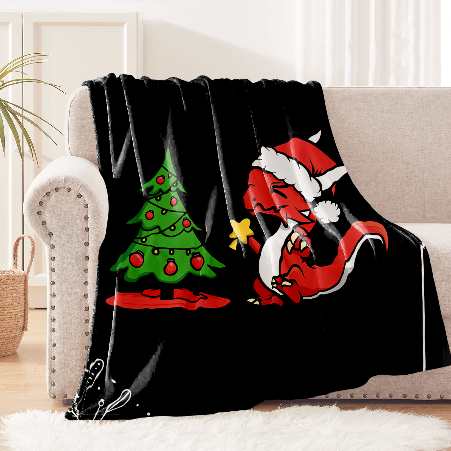 Manta de Tela Polar, Poliéster de 1.10 x 1.60 cm Quisqueya Sports Mascota Navideña