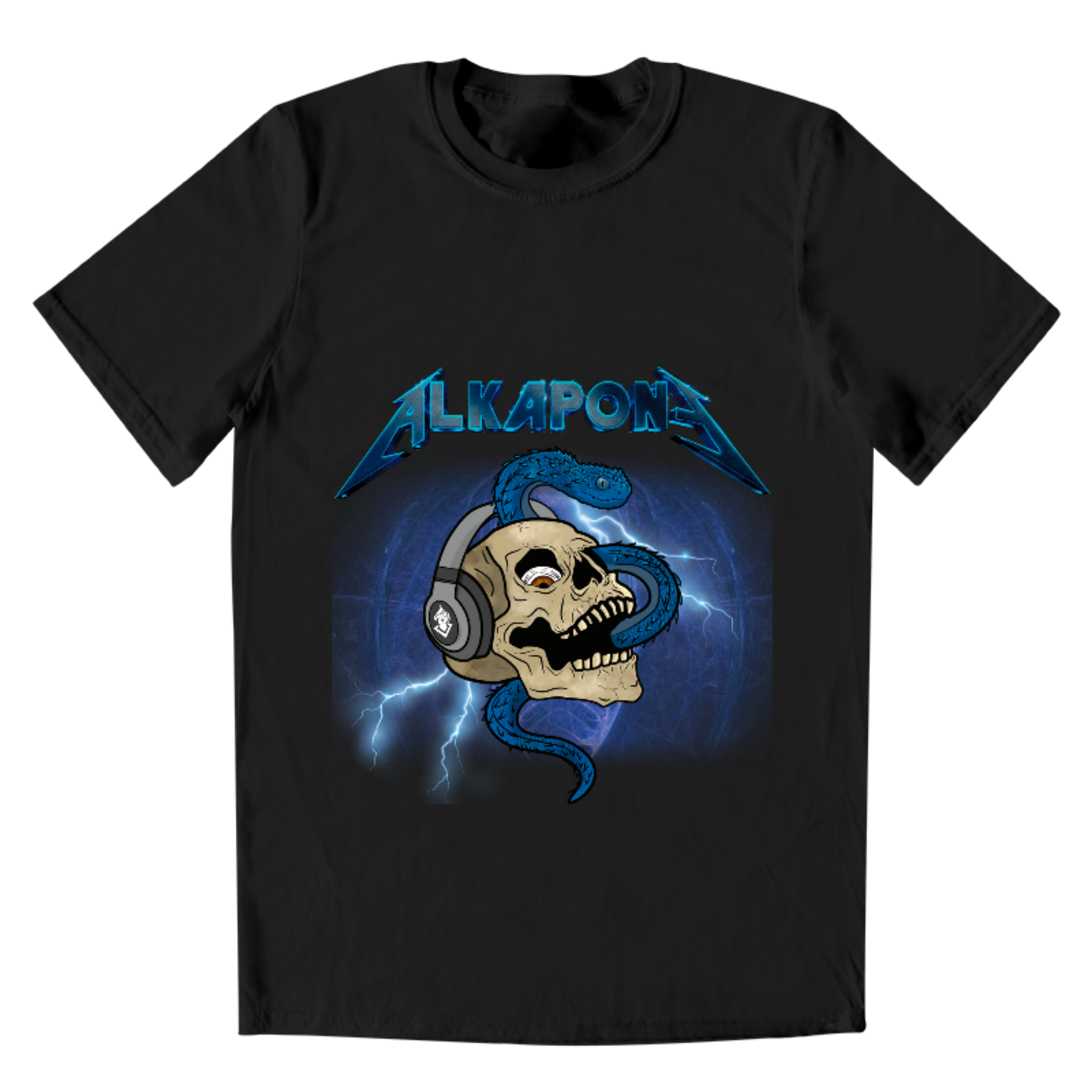 metallic lightning bolt with alkapone skull