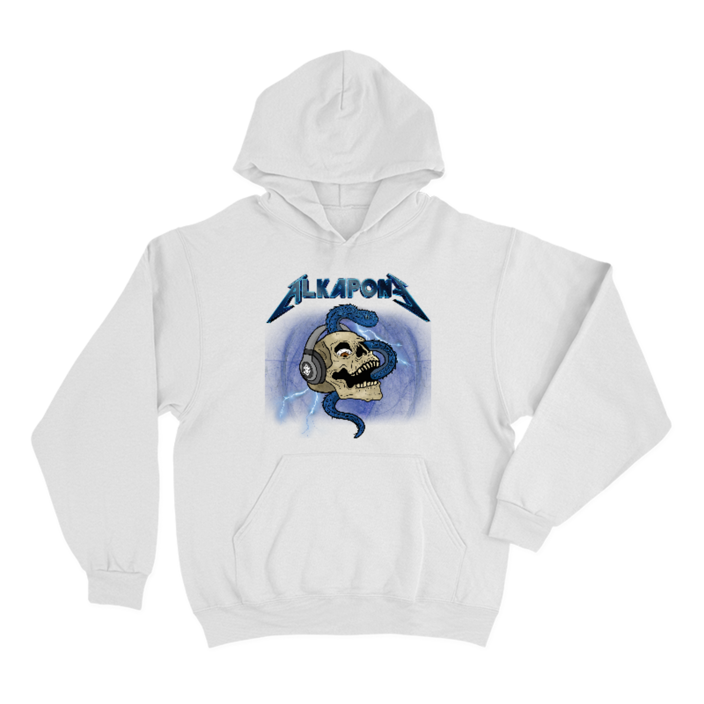 Metallic alkapone hoodie lightning bolt with skull