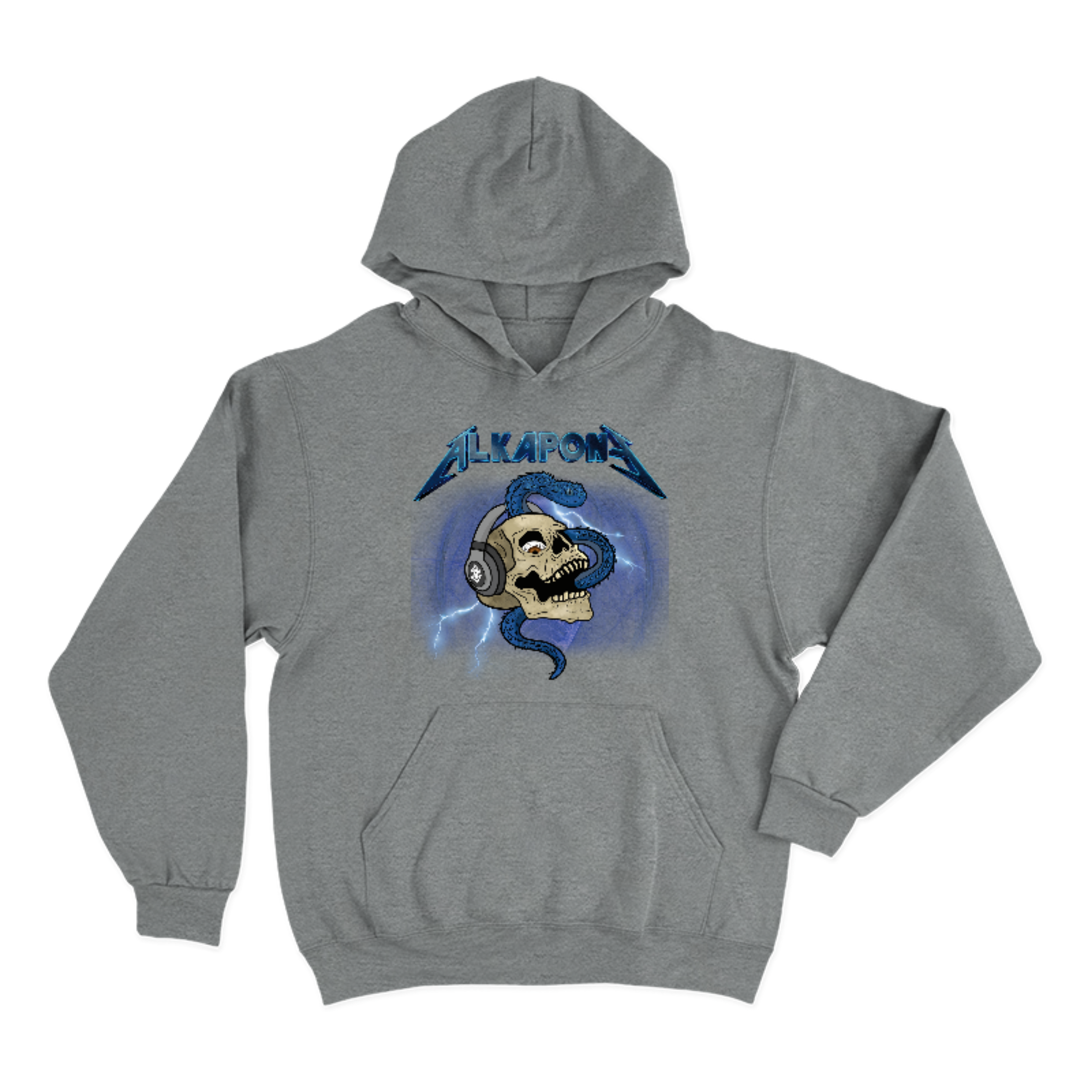 Metallic lightning bolt with skull Alkapone
