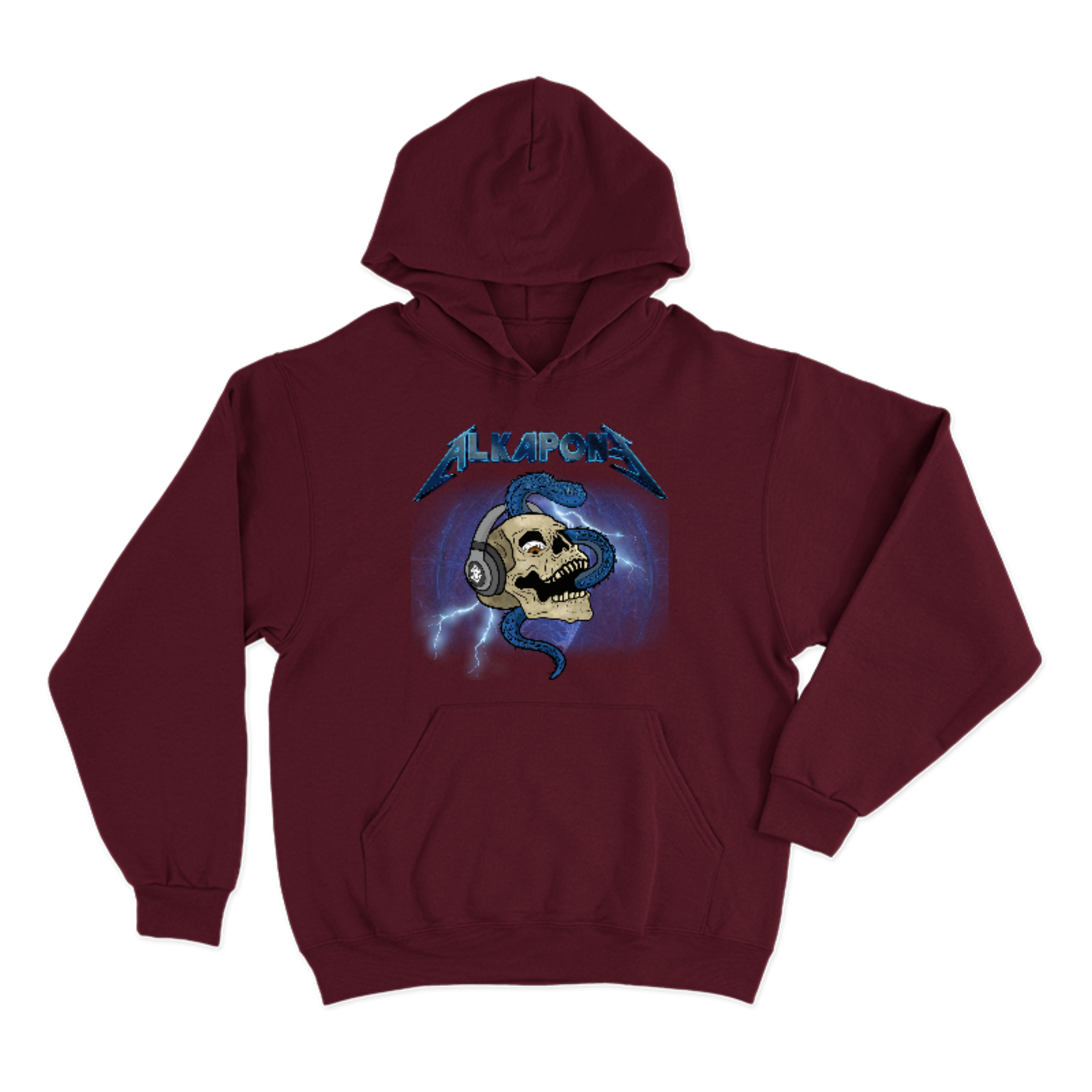 Metallic lightning bolt with skull Alkapone