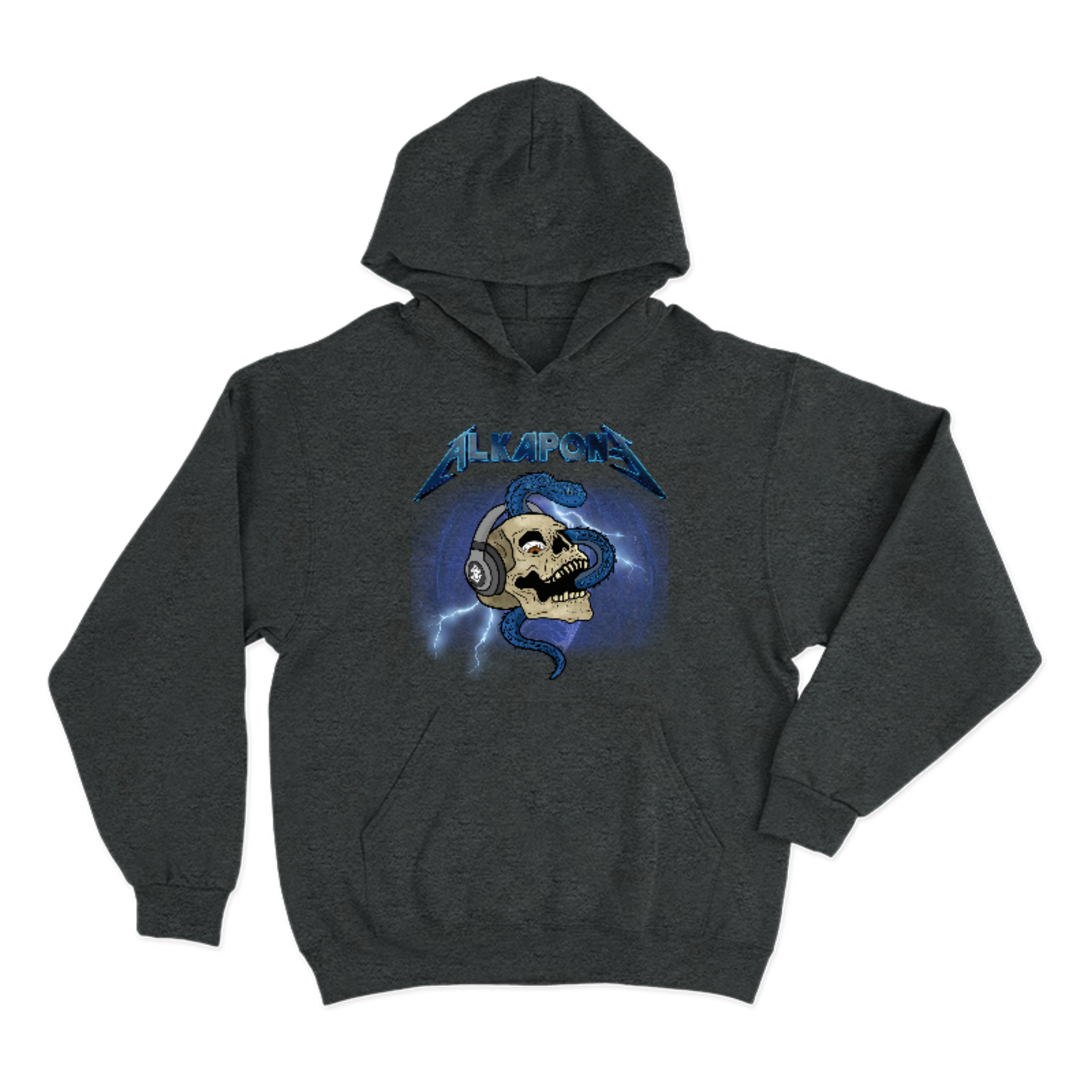 Metallic lightning bolt with skull Alkapone