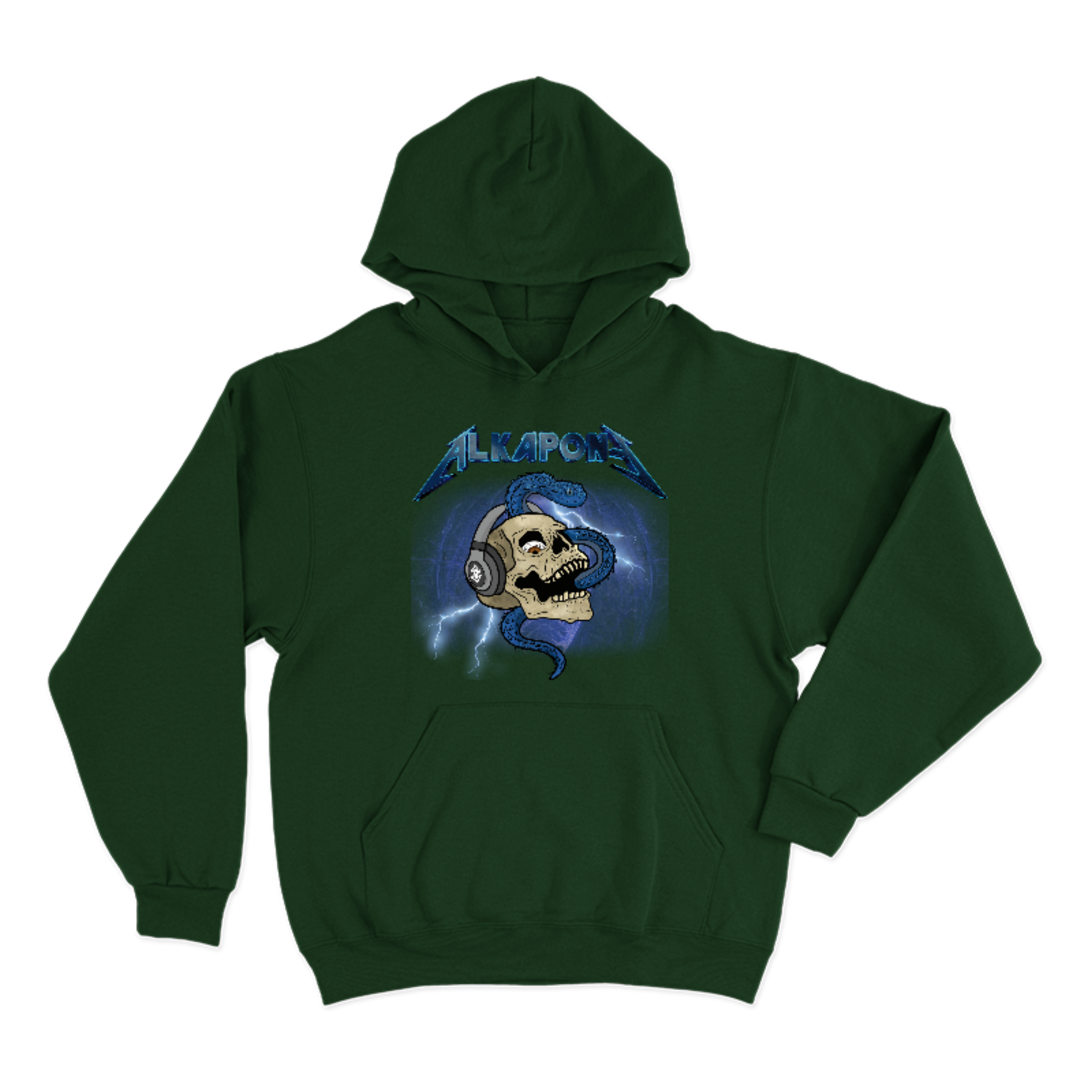 Metallic lightning bolt with skull Alkapone