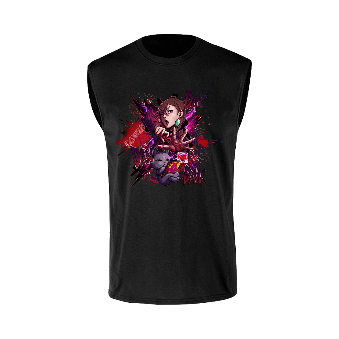 Playera Sin Mangas Dan Da Dan Momo Ayase y Turbo Gato