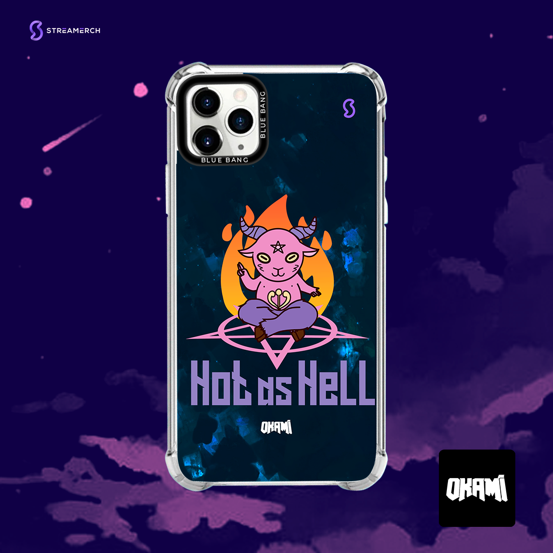 Funda para celulares hológrafica Hot as Hell Okami