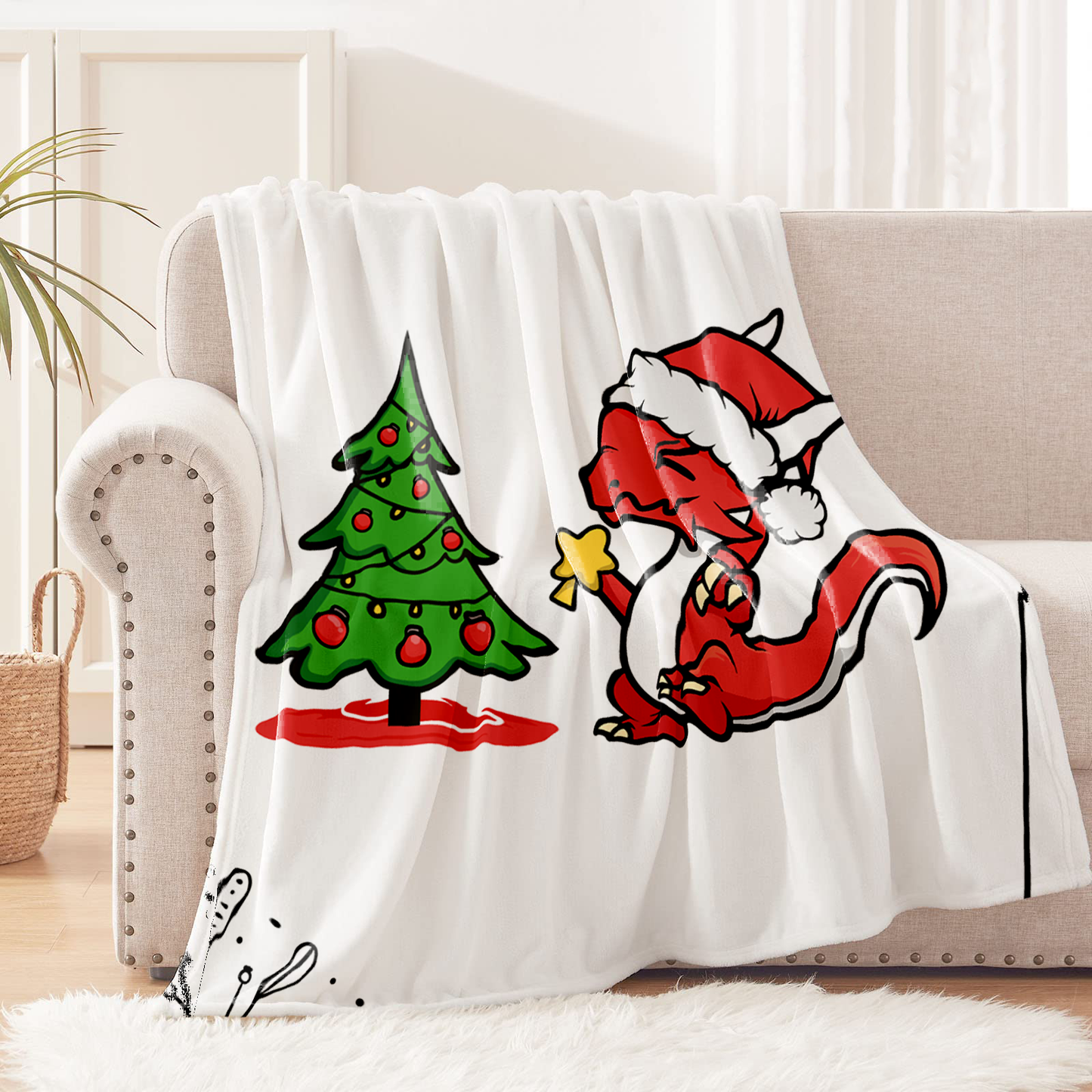 Manta de Tela Polar, Poliéster de 1.10 x 1.60 cm Quisqueya Sports Mascota Navideña