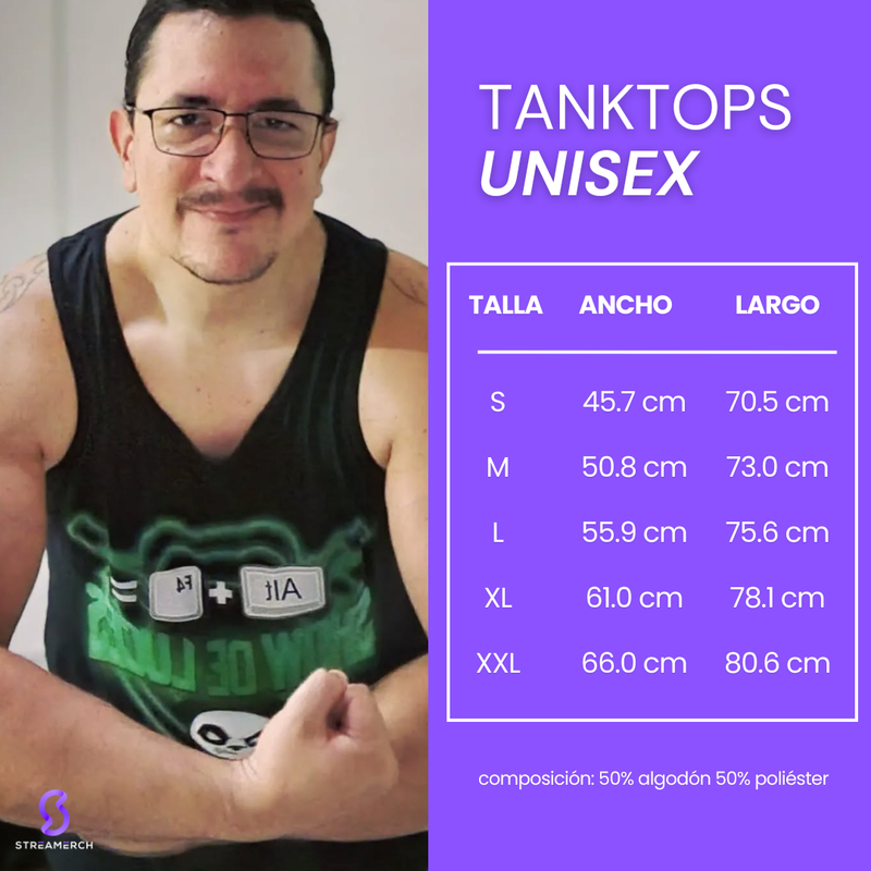 Size chart for CAMISETA TANK TOP DELTA EL DIABLO