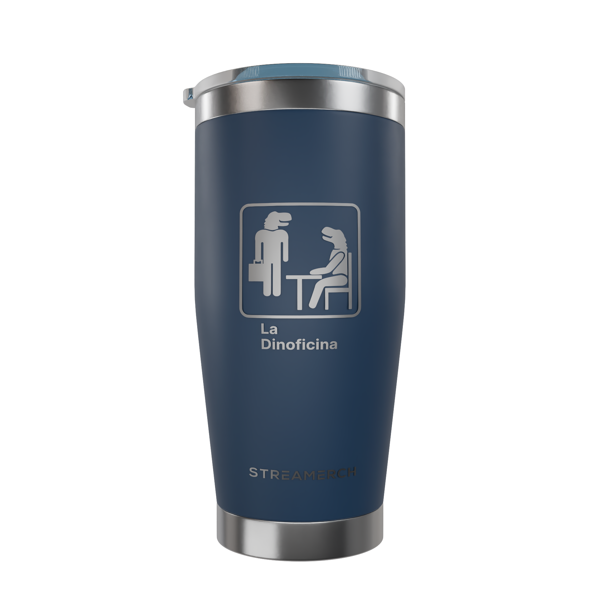 20 oz blue thermal thermos from the Dinoficina