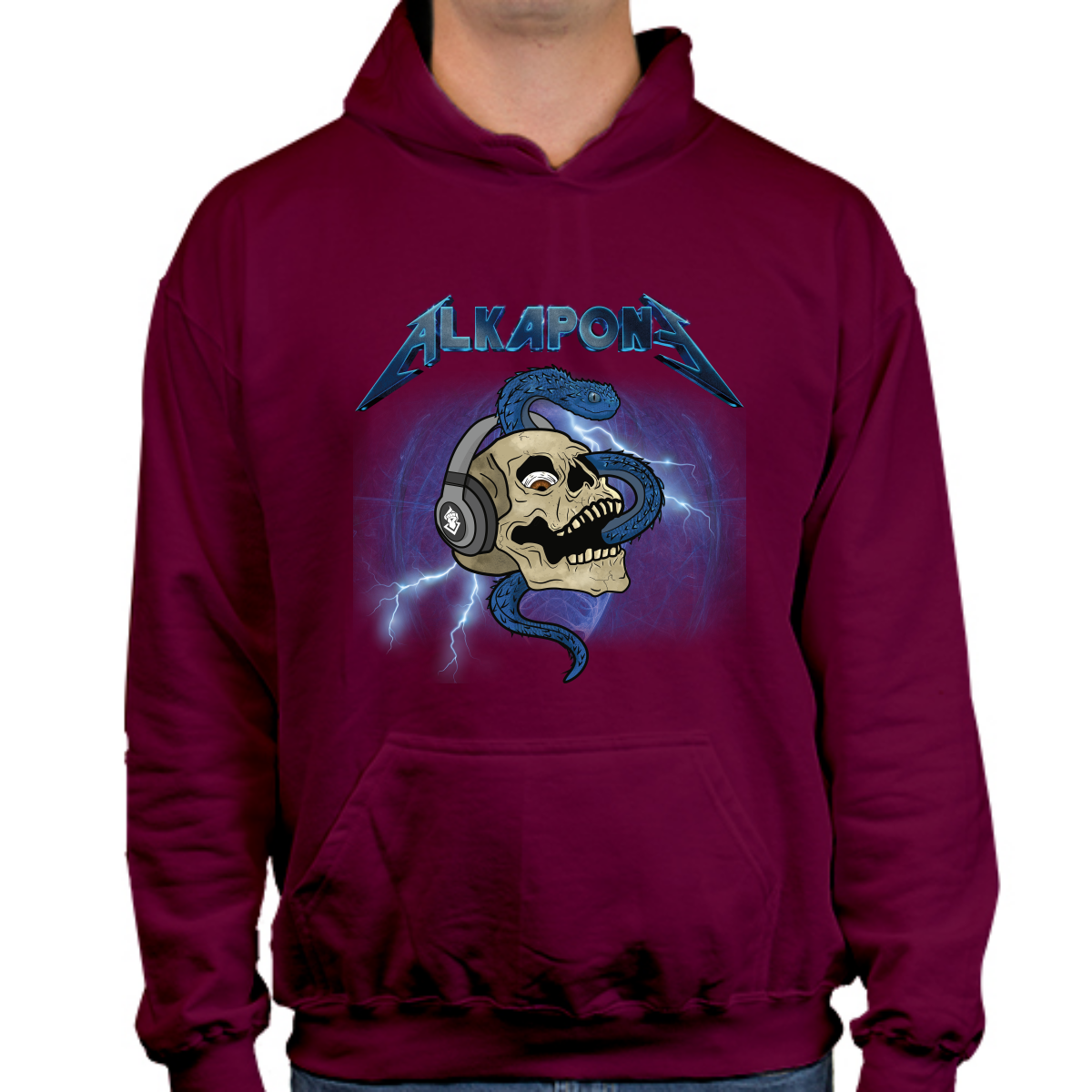 Metallic lightning bolt with skull Alkapone