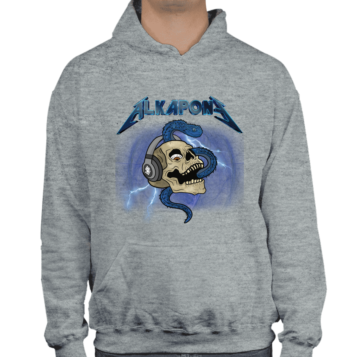Metallic lightning bolt with skull Alkapone