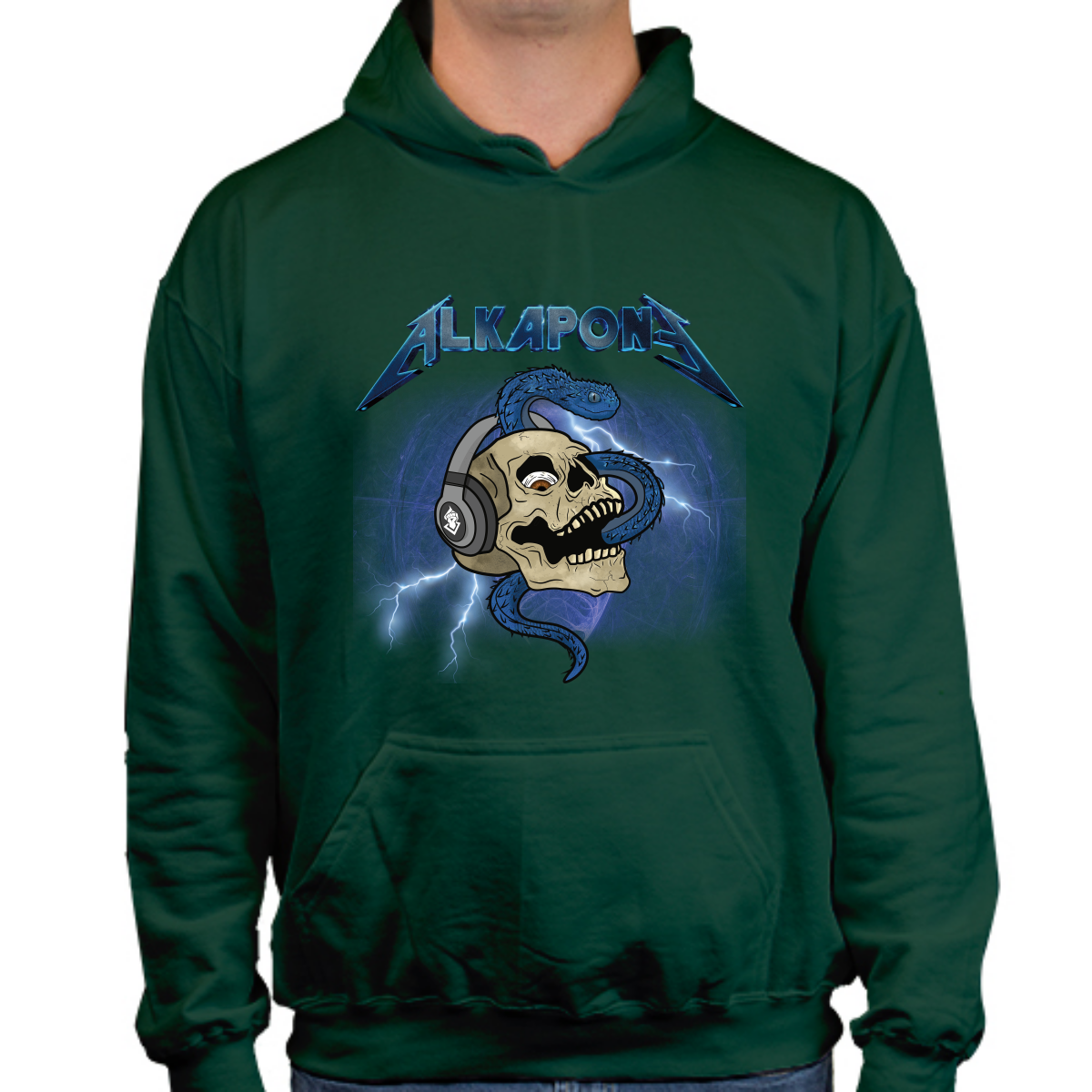 Metallic lightning bolt with skull Alkapone