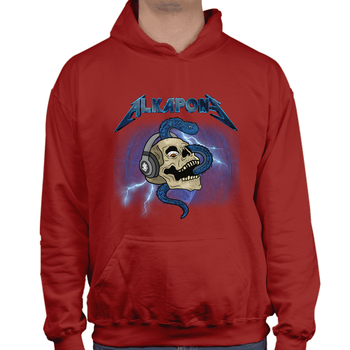 Metallic lightning bolt with skull Alkapone