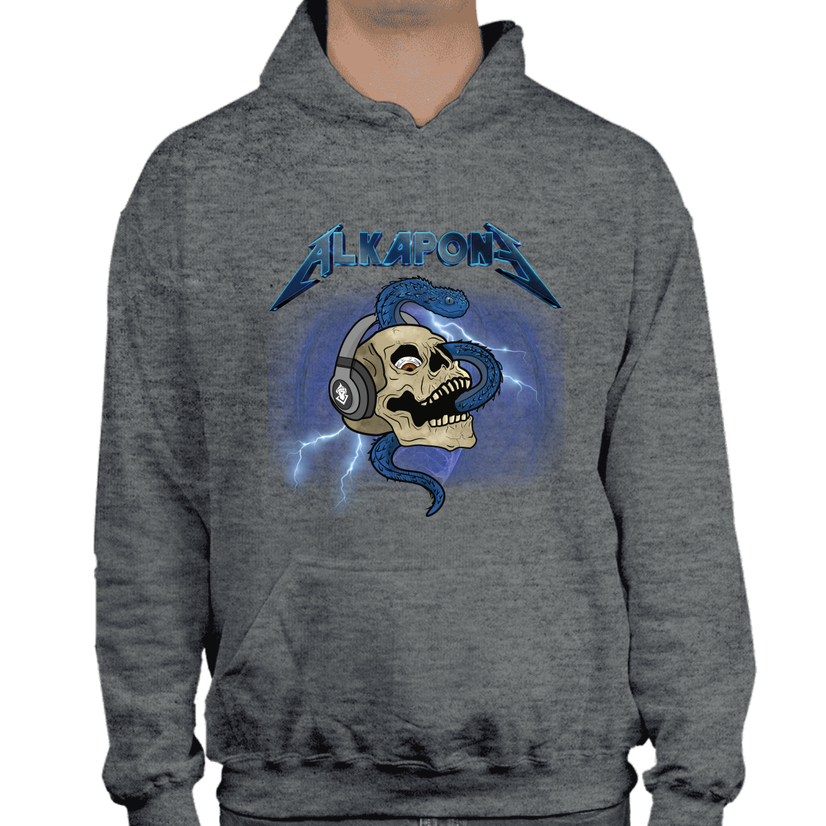 Metallic lightning bolt with skull Alkapone