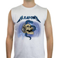 Metallic alkapone tank top t-shirt lightning bolt with skull